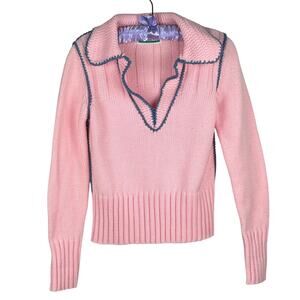 Vintage 70s Cotton Candy Pink Sweater Size S  Acrylic Knit 70s